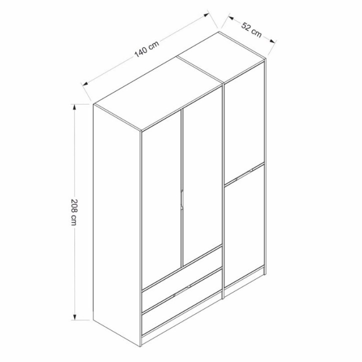 Armoire ELINE 3 portes 140 cm anthracite et doré