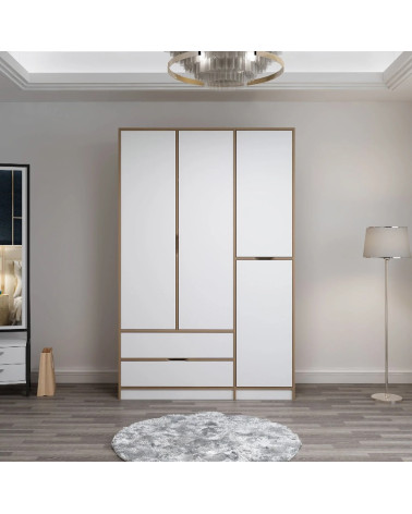 Roupeiro ELINE 140 cm branco e dourado