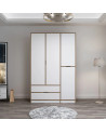 Roupeiro ELINE 140 cm branco e dourado