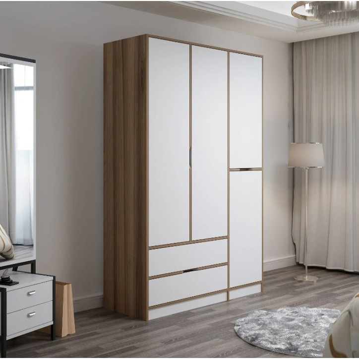Roupeiro ELINE 140 cm branco e dourado