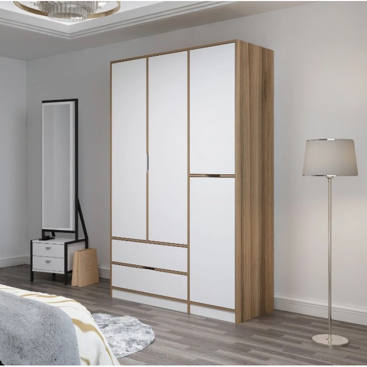Armario ELINE 140 cm blanco y dorado