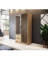 Armoire 2 portes MELODIE 105 cm chêne avec miroir