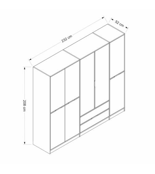 Armadio ELINE 232 cm antracite e oro