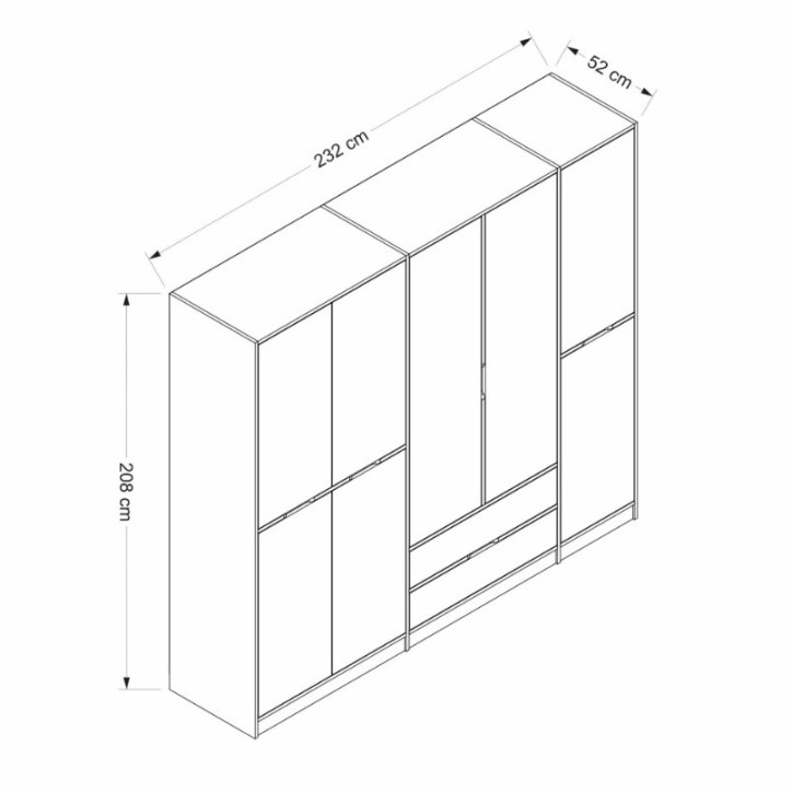 Armadio ELINE 232 cm antracite e oro Armadio ELINE 232 cm antracite e oro