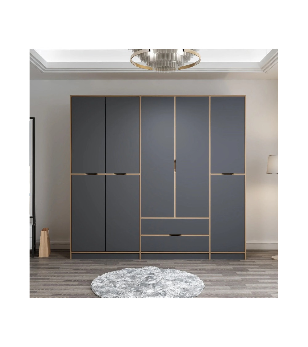 Armadio ELINE 232 cm antracite e oro