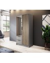 Armoire 2 portes MELODIE 105 cm gris avec miroir