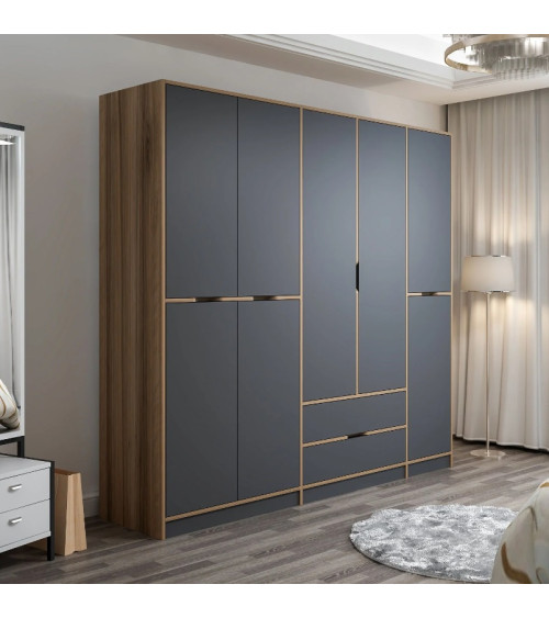 Armadio ELINE 232 cm antracite e oro