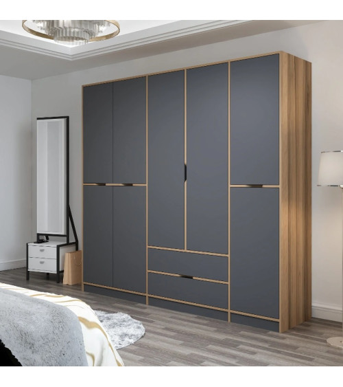 Armadio ELINE 232 cm antracite e oro