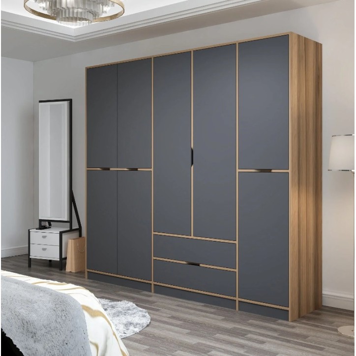 Armario ELINE 232 cm antracita y dorado