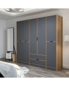 Armoire ELINE 5 portes 232 cm anthracite et doré