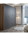 Armoire ELINE 5 portes 232 cm anthracite et doré