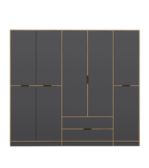Armario ELINE 232 cm antracita y dorado