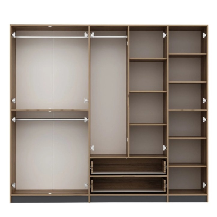 Armoire ELINE 5 portes 232 cm anthracite et doré