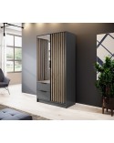 Armoire 2 portes MELODIE 105 cm anthracite avec miroir