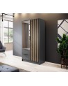 Armoire 2 portes MELODIE 105 cm anthracite avec miroir