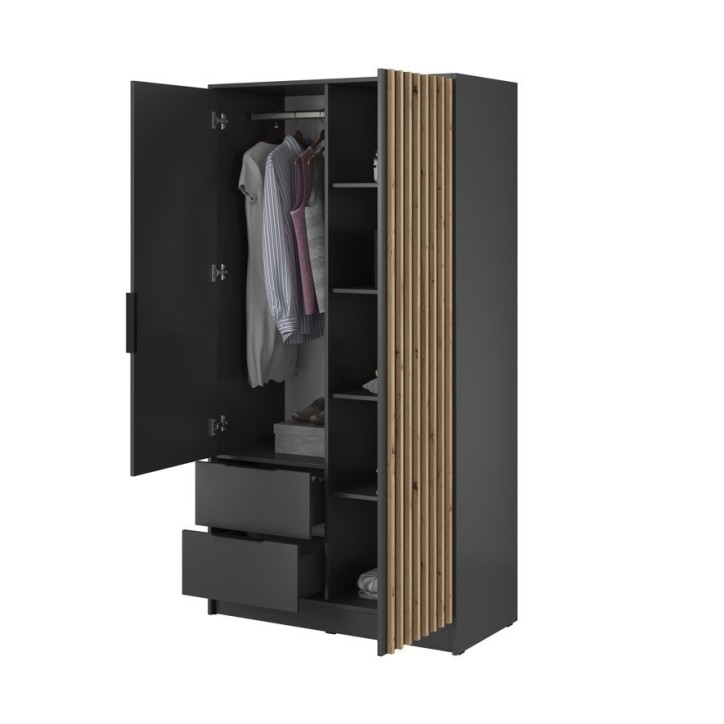 Armoire 2 portes MELODIE 105 cm anthracite avec miroir