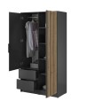 Armoire 2 portes MELODIE 105 cm anthracite avec miroir