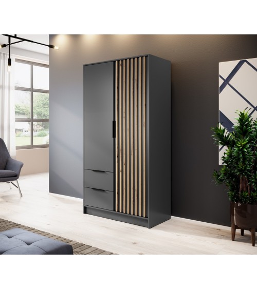 Armoire 2 portes MELODIE 105 cm anthracite