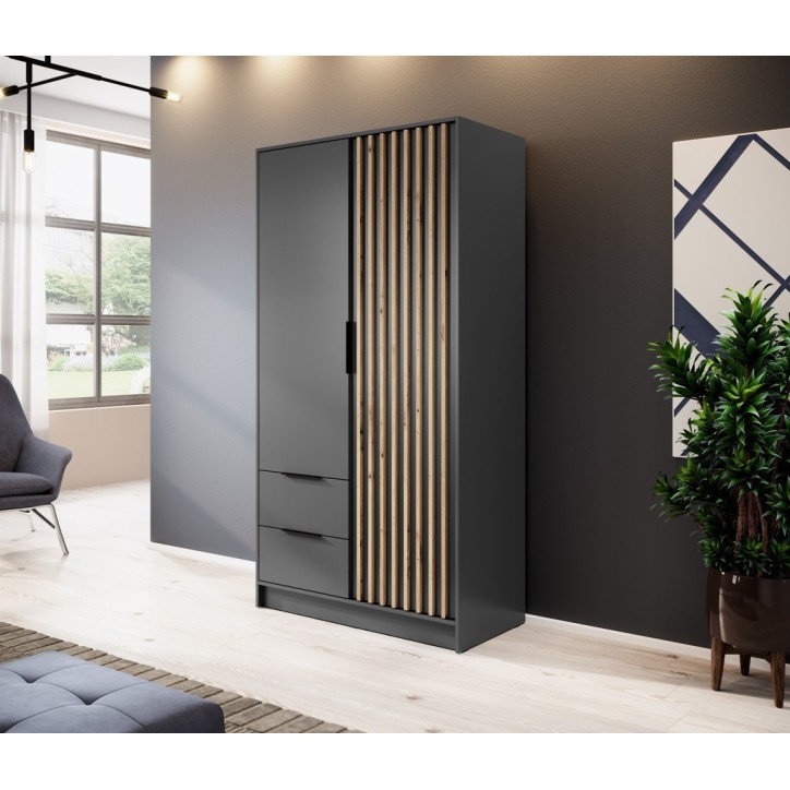 Armoire 2 portes MELODIE 105 cm anthracite