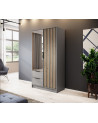 Armadio 2 ante MELODIE 105 cm grigio con specchio