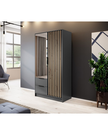 Armadio a 2 ante MELODIE 105 cm - antracite con specchio