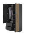 Armoire 2 portes MELODIE 105 cm anthracite avec miroir
