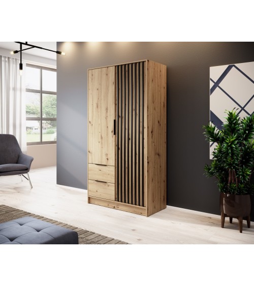 Armoire 2 portes MELODIE 105 cm chêne