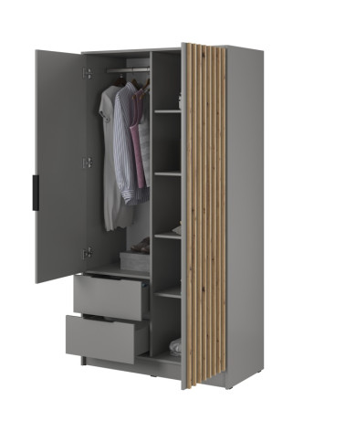 Armadio a 2 ante MELODIE - 105 cm grigio