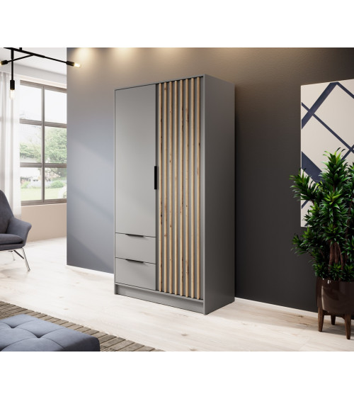 Armoire 2 portes MELODIE 105 cm gris