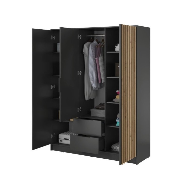 Armoire 3 portes MELODIE 155 cm anthracite