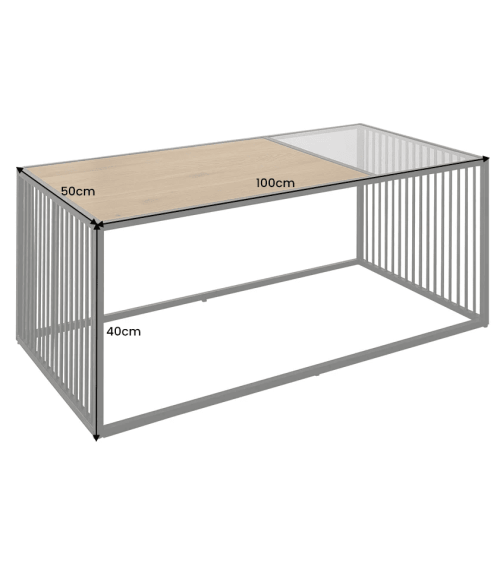 Table basse ARCHITECTURE 100 cm au style marbre et verre fumé