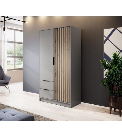 Armoire 2 portes MELODIE 105 cm gris