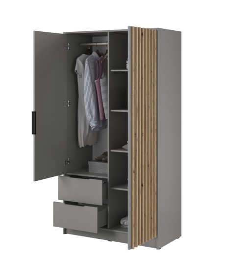 Armoire 2 portes MELODIE 105 cm gris