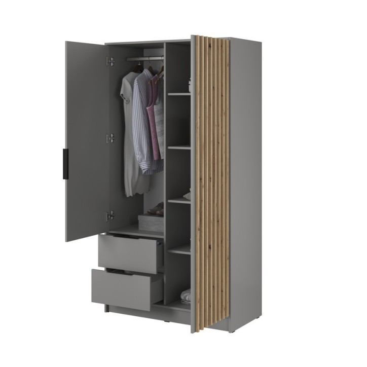 Armoire 2 portes MELODIE 105 cm gris