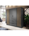 Armoire 4 portes MELODIE 206 cm anthracite