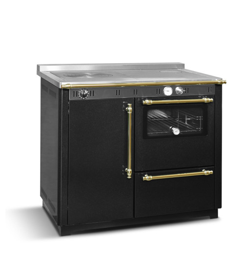 Fogão a lenha com forno NUX 95 cm preto