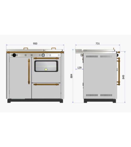 Cuisinière à bois avec four NUX 95 cm noire