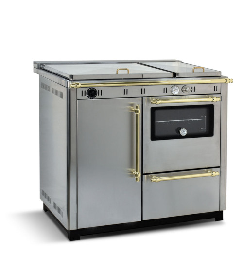 Cocina de leña con horno NUX 95 cm Inox