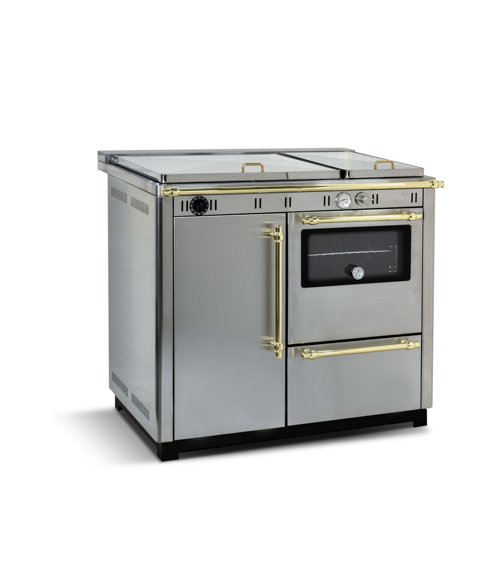 Cocina de leña con horno NUX 95 cm Inox