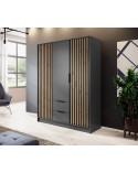Armoire 3 portes MELODIE 155 cm anthracite