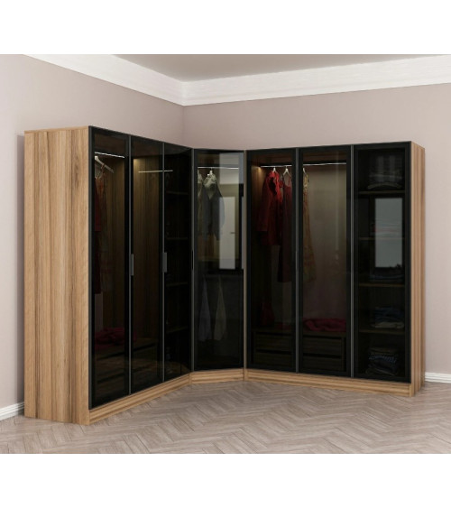 Armoire d'angle dressing anthracite 440x210x52