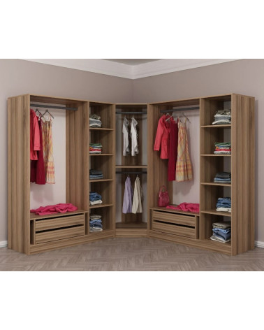 Armoire d'angle dressing CHENE en V 440x210x52