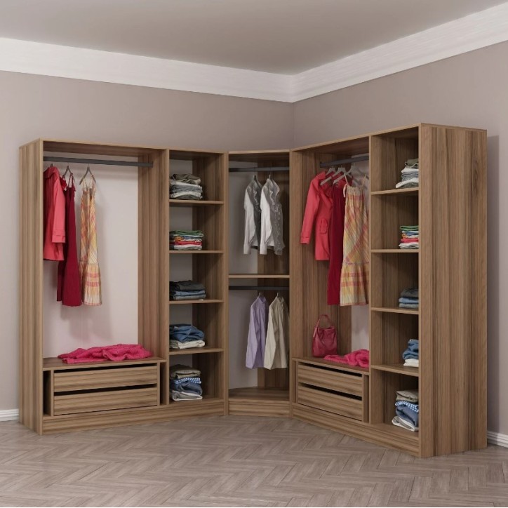 Armoire d'angle dressing CHENE en V 440x210x52