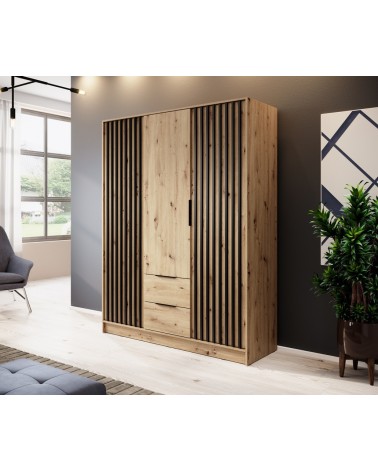 Armoire 3 portes MELODIE 155 cm chêne
