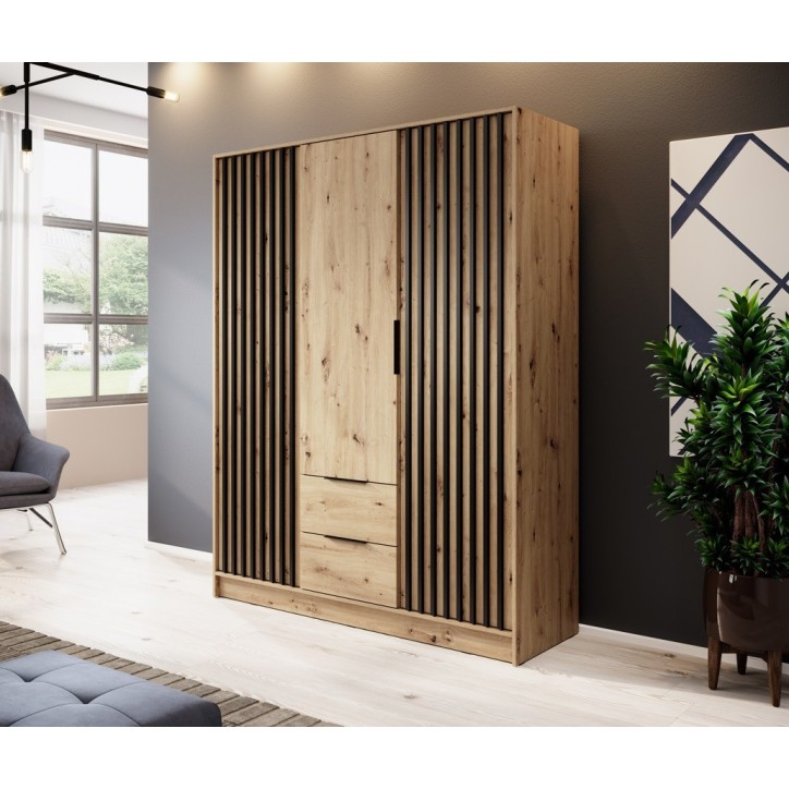 Armoire 3 portes MELODIE 155 cm chêne