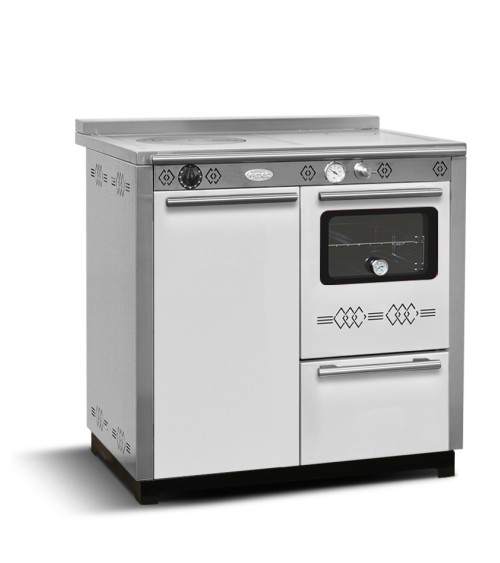 Stufa a legna con forno PAX 85 cm Bianco