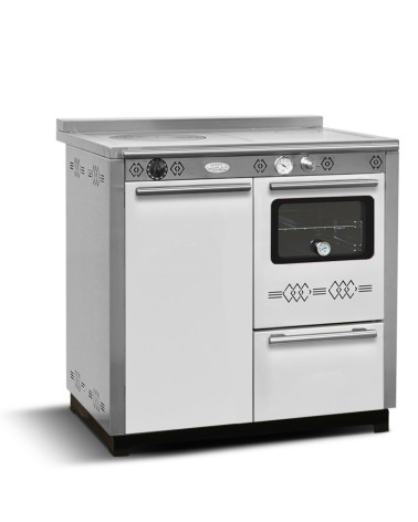 Stufa a legna con forno PAX 85 cm Bianco