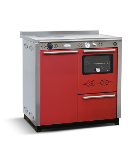 Stufa a legna con forno PAX 85 cm Rosso