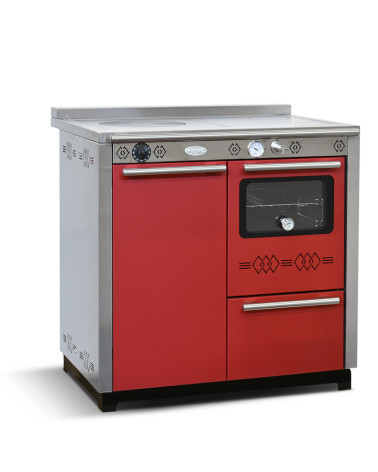 Stufa a legna con forno PAX 85 cm Rosso