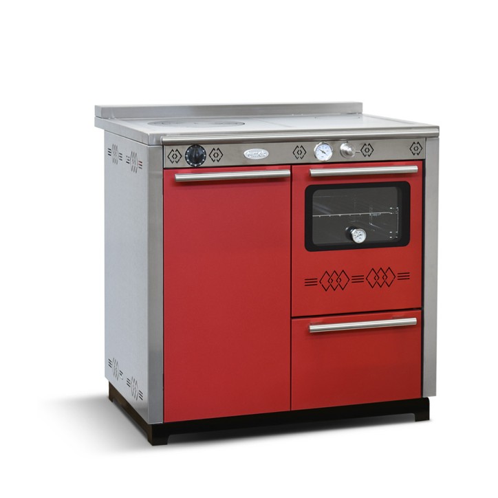 Stufa a legna con forno PAX 85 cm Rosso